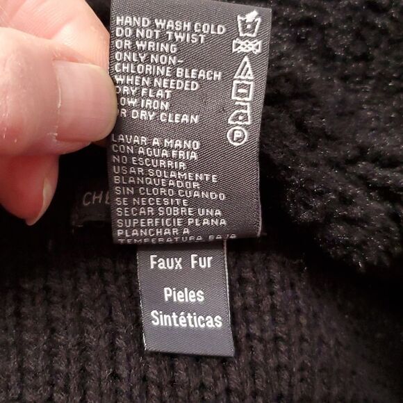 Cardigan by Chelsea & Theodore Open Style Black with short Faux Fur Size Large - Picture 6 of 6